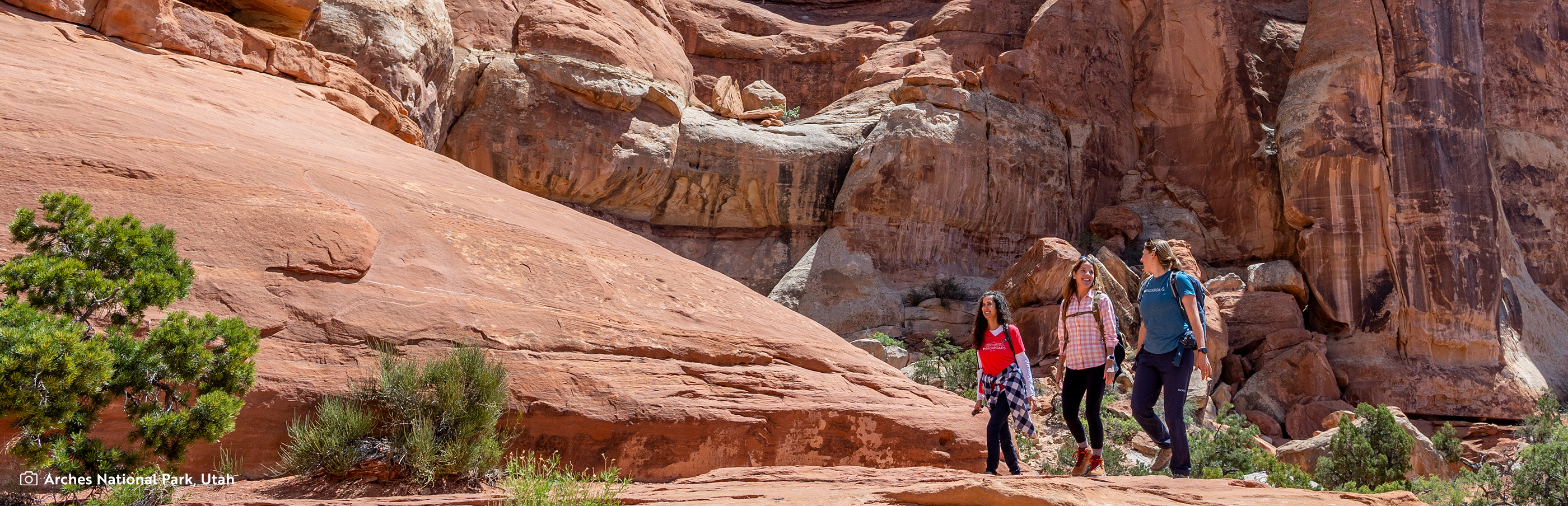 Backroads guests hiking canyons on a sunny day