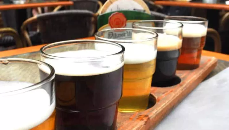 A Bohemian beer sampler in Prague, Czech Republic