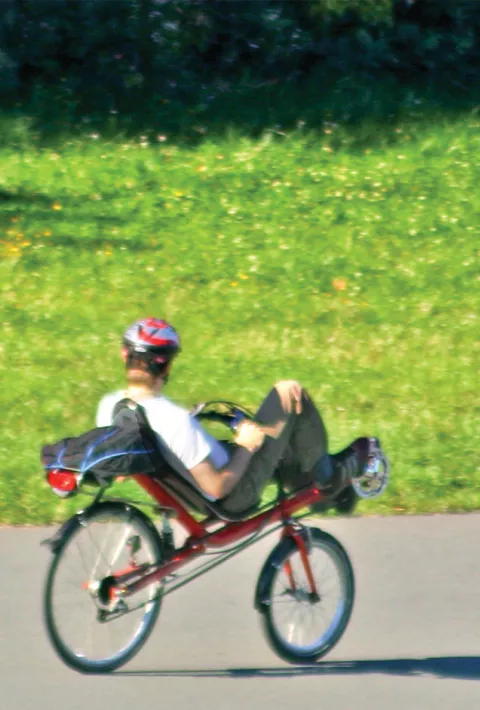 Biker on recumbent bike