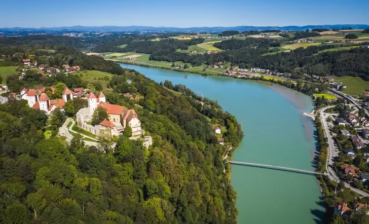 Aerial view of the Danube River.