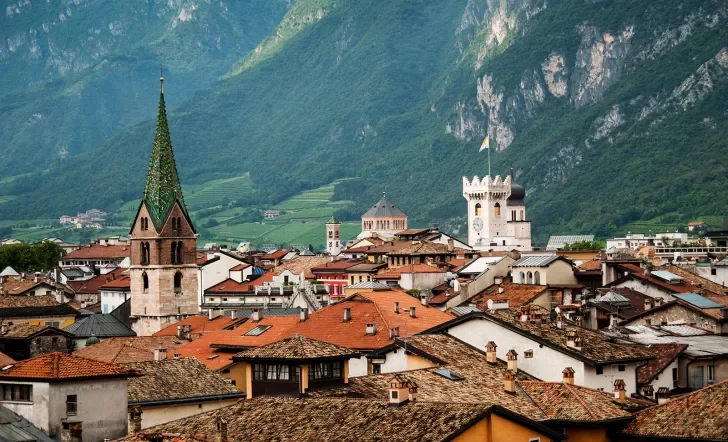 Wide shot of Trento, Italy.