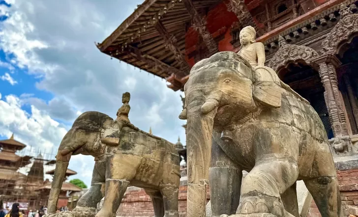 Stone statues of elephants in Nepal