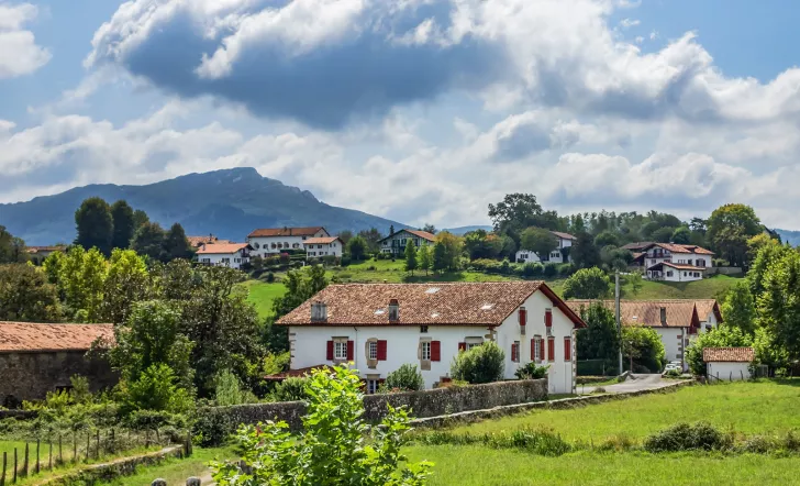 Small town in a rustic town, surrounded by trees and grass