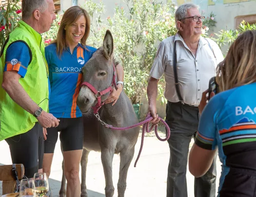 Backroads Guests with Donkey in Alsace