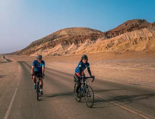 Cyclists on California desert road