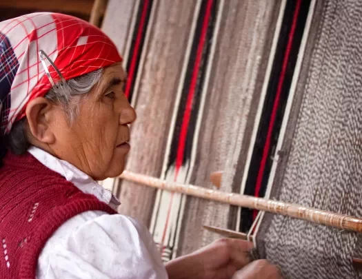 Local woman working with textiles.