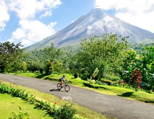 Biking in front of Volcano