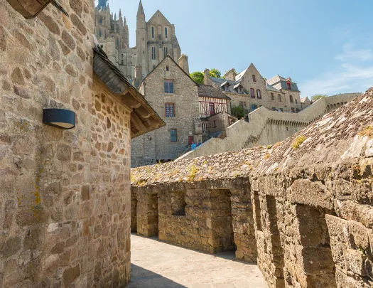 Streets of Mont Saint-Michel, France.