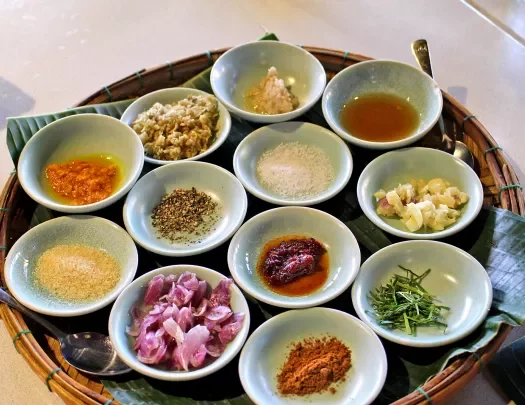 Tray of traditional Thai cuisine