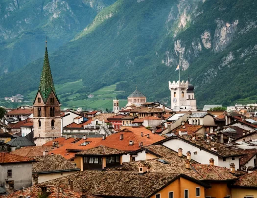 Wide shot of Trento, Italy.