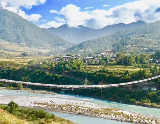 River winding through a valley in Bhutan