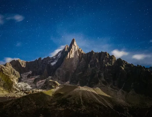 Night-time shot of Mont Blanc.