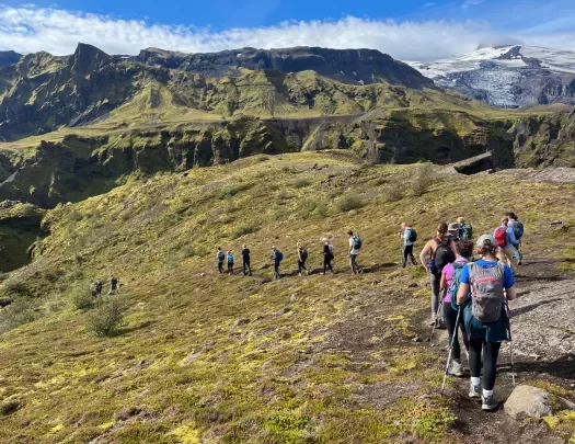 Hikers in Thorsmork, Iceland