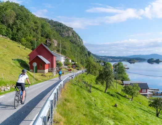 Biking Red House Fjord Norway