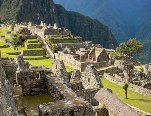 Point of view shot of Machu Picchu ruins.