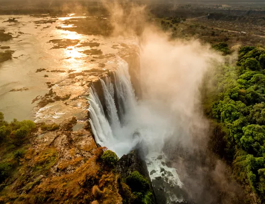 Overhead shot of waterfall in Africa