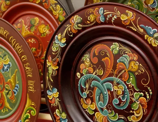 Plates painted in a traditional style