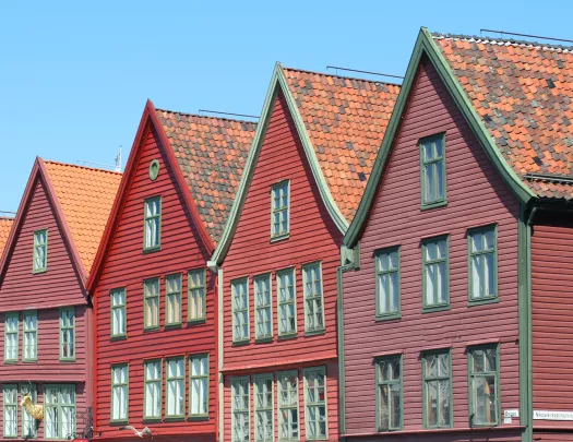 Rooftops of traditional homes in Norway