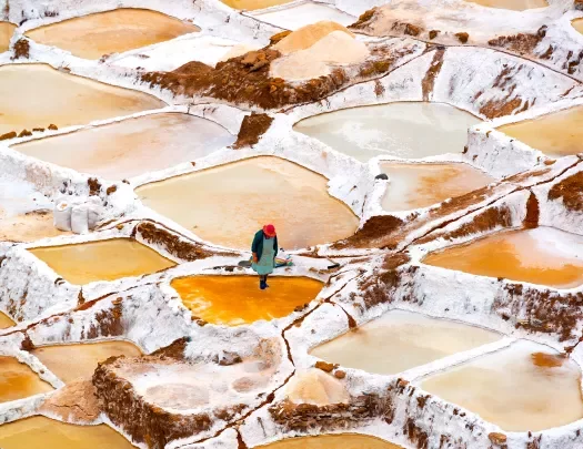 Local amid salt beds, red clay water.