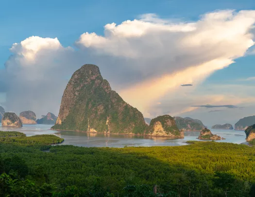 Mountains rising from the sea in Thailand