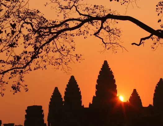 Angkor Wat temple at sunset in Cambodia