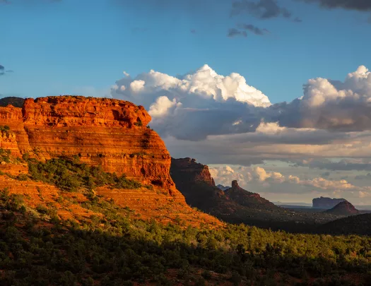 Light hitting mountain face at sunset in AZ