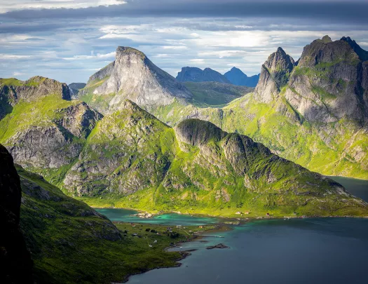 Aerial Tiny Town Fjord Norway