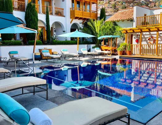 Shot of pool area at the Palacio Nazarenas.