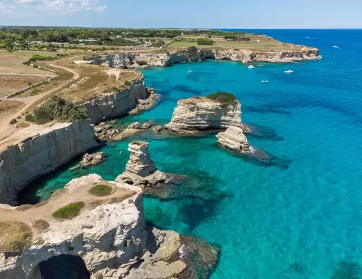 Scattered cliffs in the ocean on the coastline