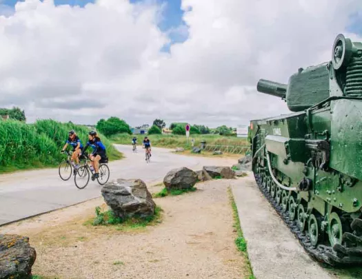 Biking past a WWI memorial