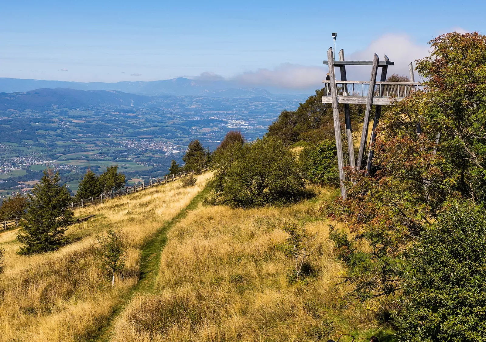 Top of a hill looking down on small towns