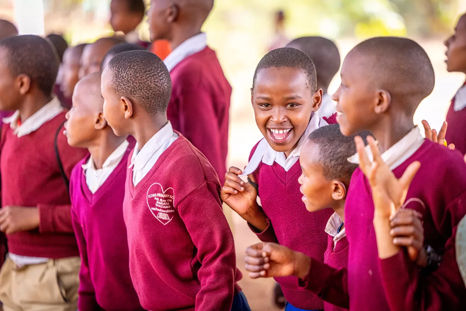 school children laughing