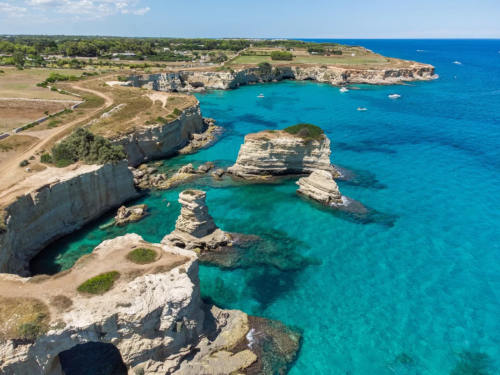 Scattered cliffs in the ocean on the coastline