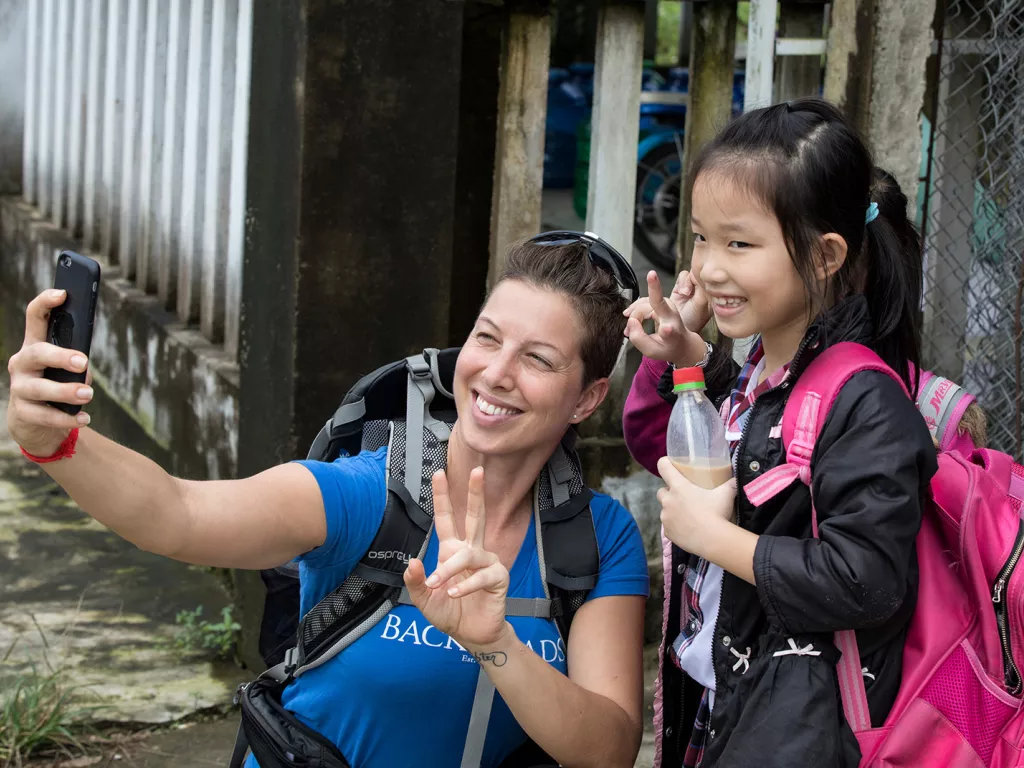 Backroads Guest Taking Selfie with Little Girl