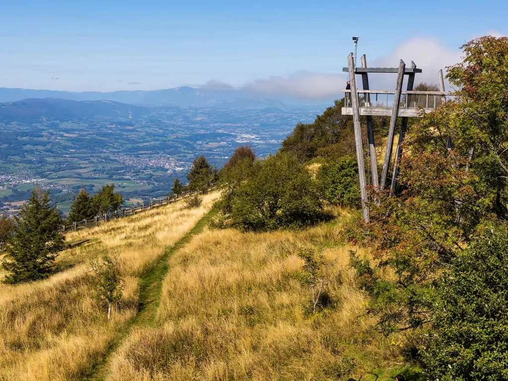 Top of a hill looking down on small towns