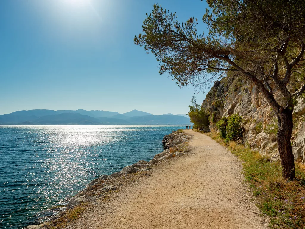 Gravel walkway next to the ocean