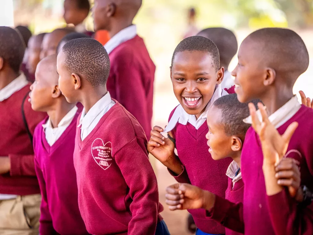 school children laughing