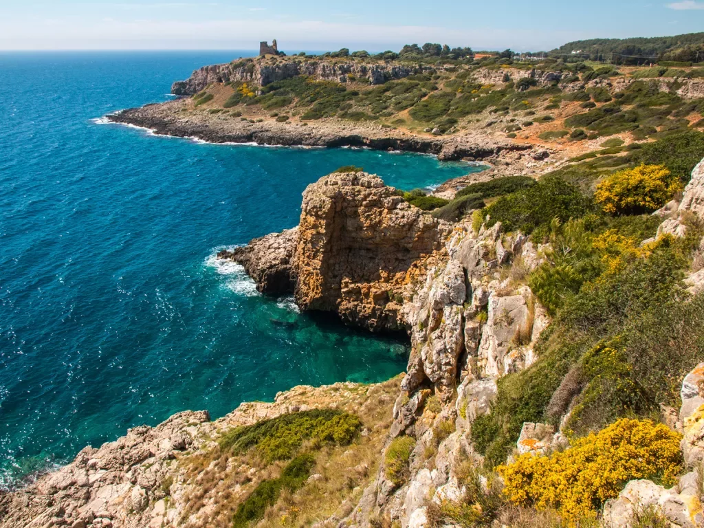 Top view of cliffs by the ocean