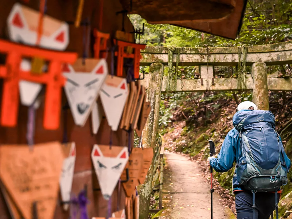 Hiker on a trail in japan