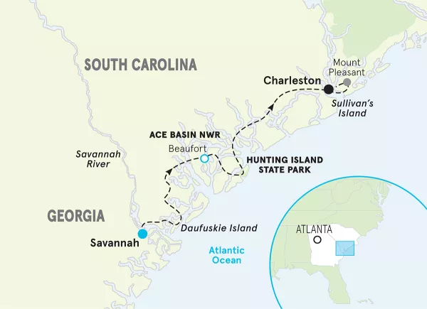 South Carolina Charleston Multi-Adventure Tour map