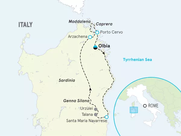 Italy Sardinia Bike Tour map
