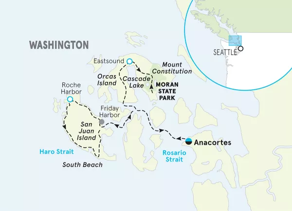 Washington San Juan Islands Family Multi-Adventure Tour map